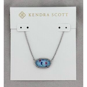 Kendra Scott Elisa Silver Pendant Necklace- Red White Blue Illusion